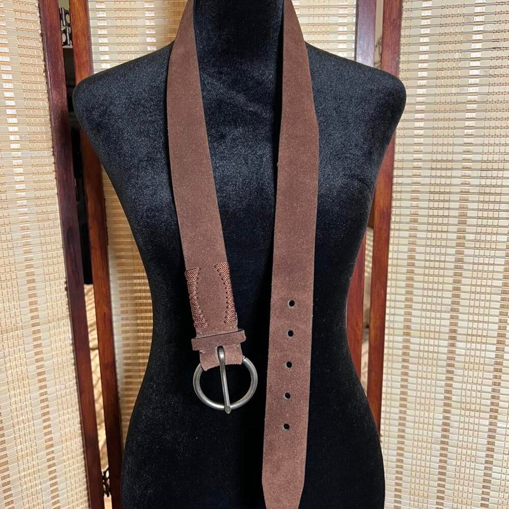 Liz Claiborne Suede O-Ring Belt Brown XL